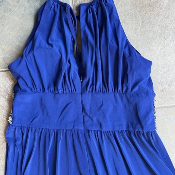 R&M Richards Women's Embellished Front Slit Gathered Halter Dress Size 8 Petite - Picture 9 of 9
